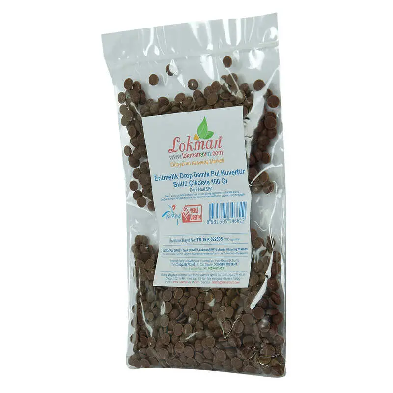 Sütlü Çikolata Eritmelik Drop Damla Pul Kuvertür 100 Gr Paket 4