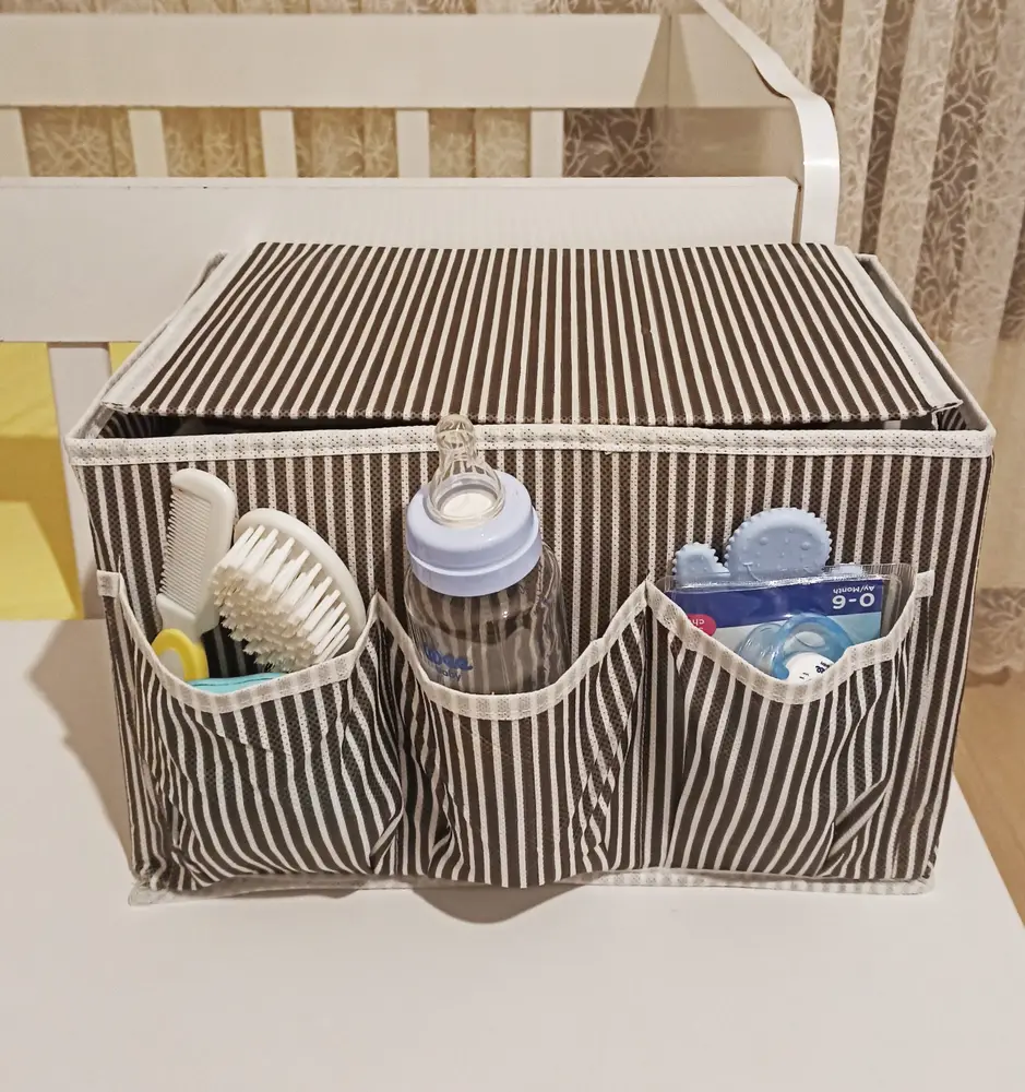 Tutturma Aparatlı Bebek Beşik Başucu Düzenleyici Kapaklı 5 Bölmeli Organizer 4