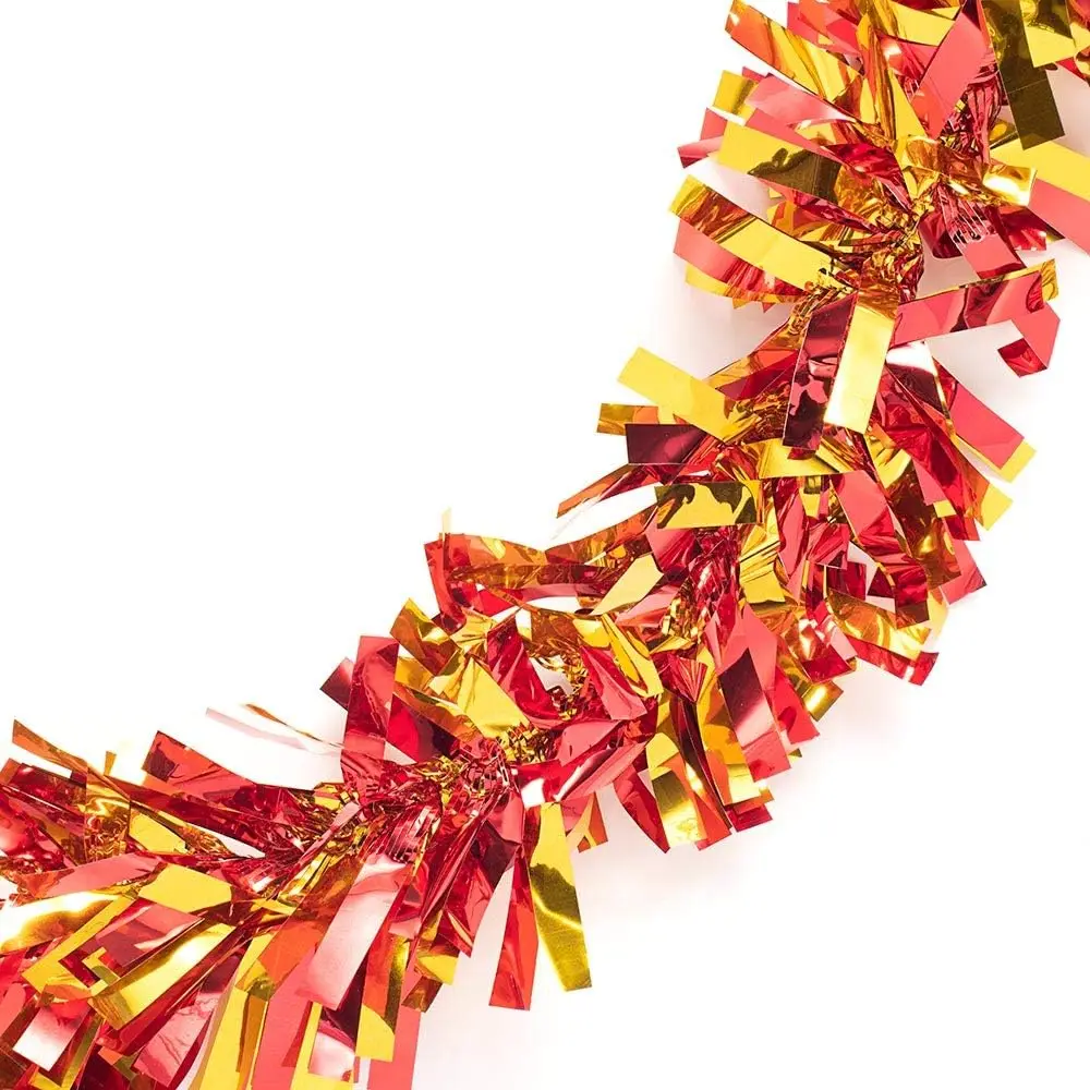 Kırmızı Altın Renk 4 cm Genişlik Garland Çift Renk Sim Süs 180 cm 2