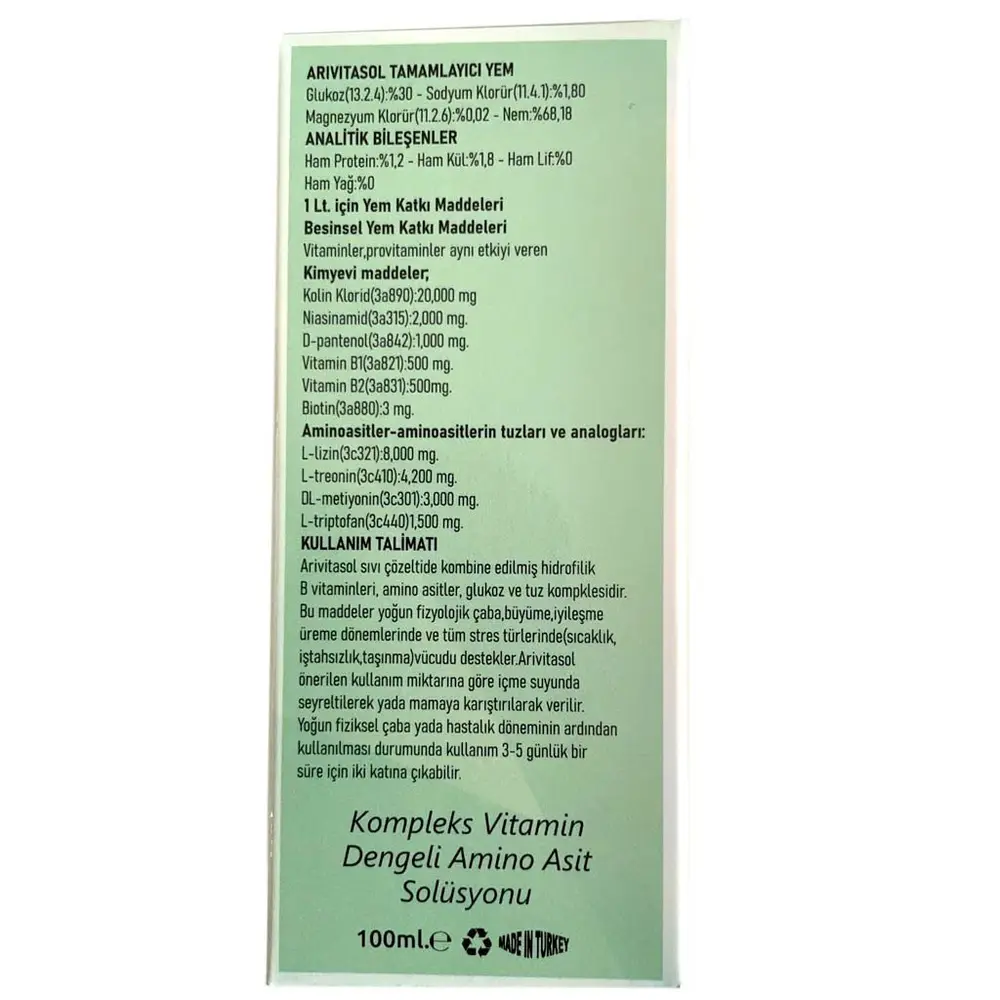 Arisol Evcil Hayvanlar İçin Kompleks min Ve Dengeli Aminoasit Solüsyonu 100 ml 4