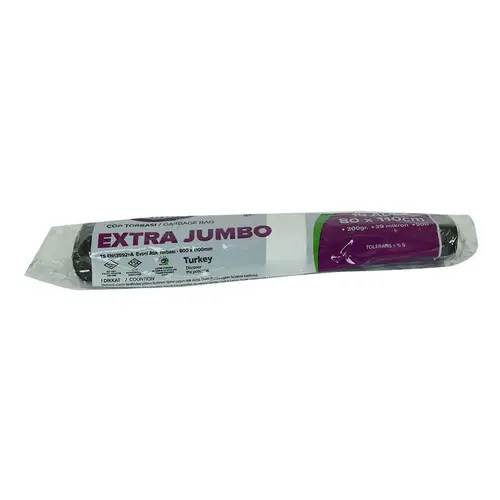 Torbası Extra Jumbo Boy 80x110Cm 300Gr 39Mikron 90Lt Siyah Rulo 10 Adet