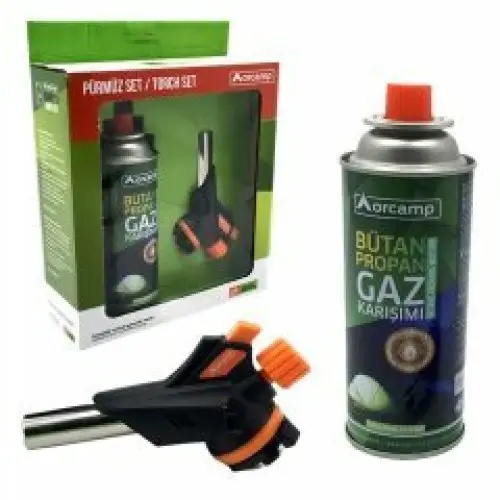ORCAMP 2PCS PÜRMÜZ VE TORCH SETİ PÜRMÜZ TORCH ÇAKMAK BAŞLIK KAMP GAZI 227GR/400ML