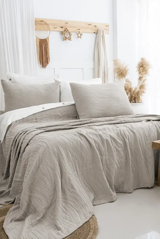 Şaheser Home Collection Yatak Örtüsü Çift Kişilik Janna Bej 2