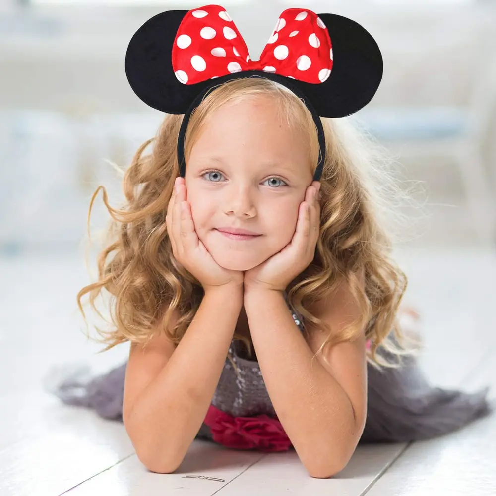 Kırmızı Fiyonklu Minnie Mouse Taç Fare Tacı Kafa Bandı 4