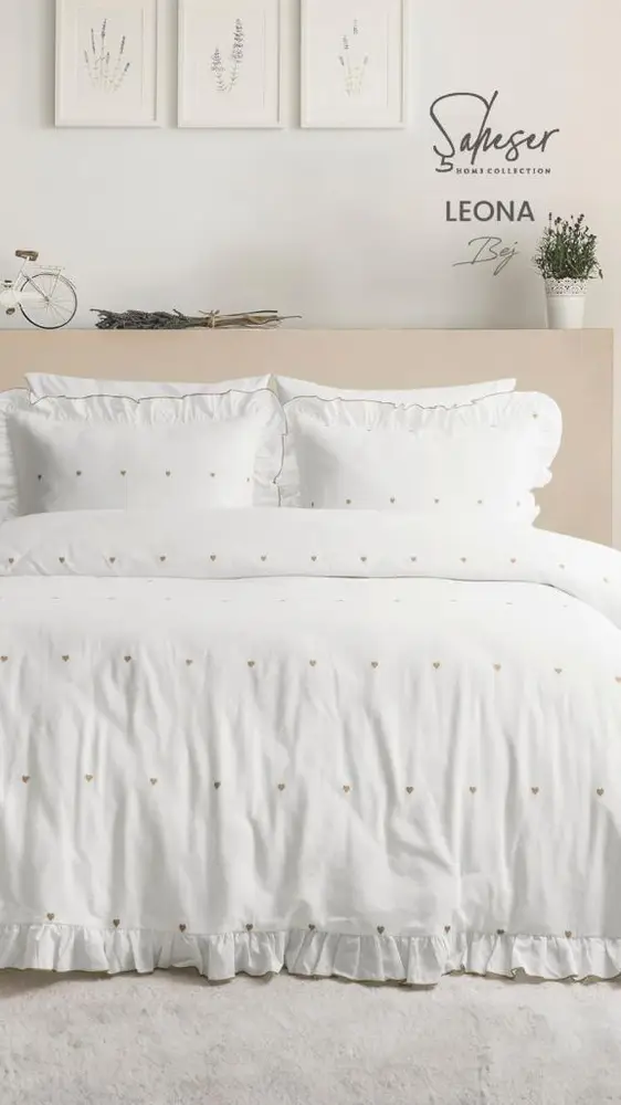 Şaheser Home Collection Jakarlı Nevresim Takımı Çift Kişilik Leona Bej