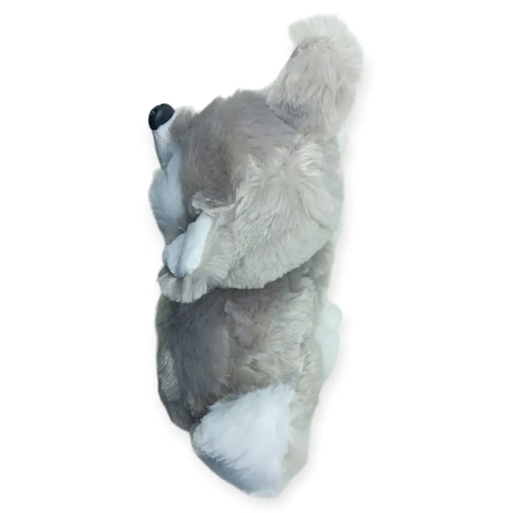 Sesli Peluş Yatan Köpek 25 cm - Gri - 1 ADET 4