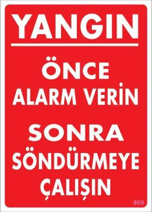 Yangın Nasıl Söndürülür Uyarı Levhası 25x35 KOD:869 2