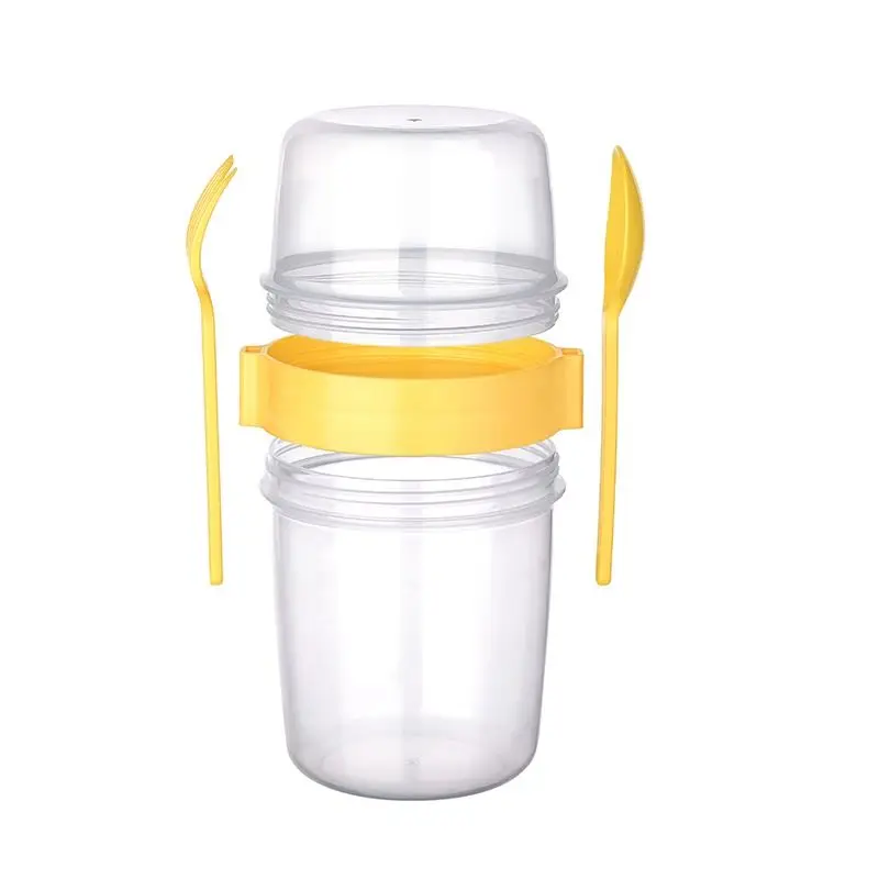 Çift Hazneli - Çatal Kaşıklı Portatif Müsli -Atıştırmalık Kabı 1100 ML 3