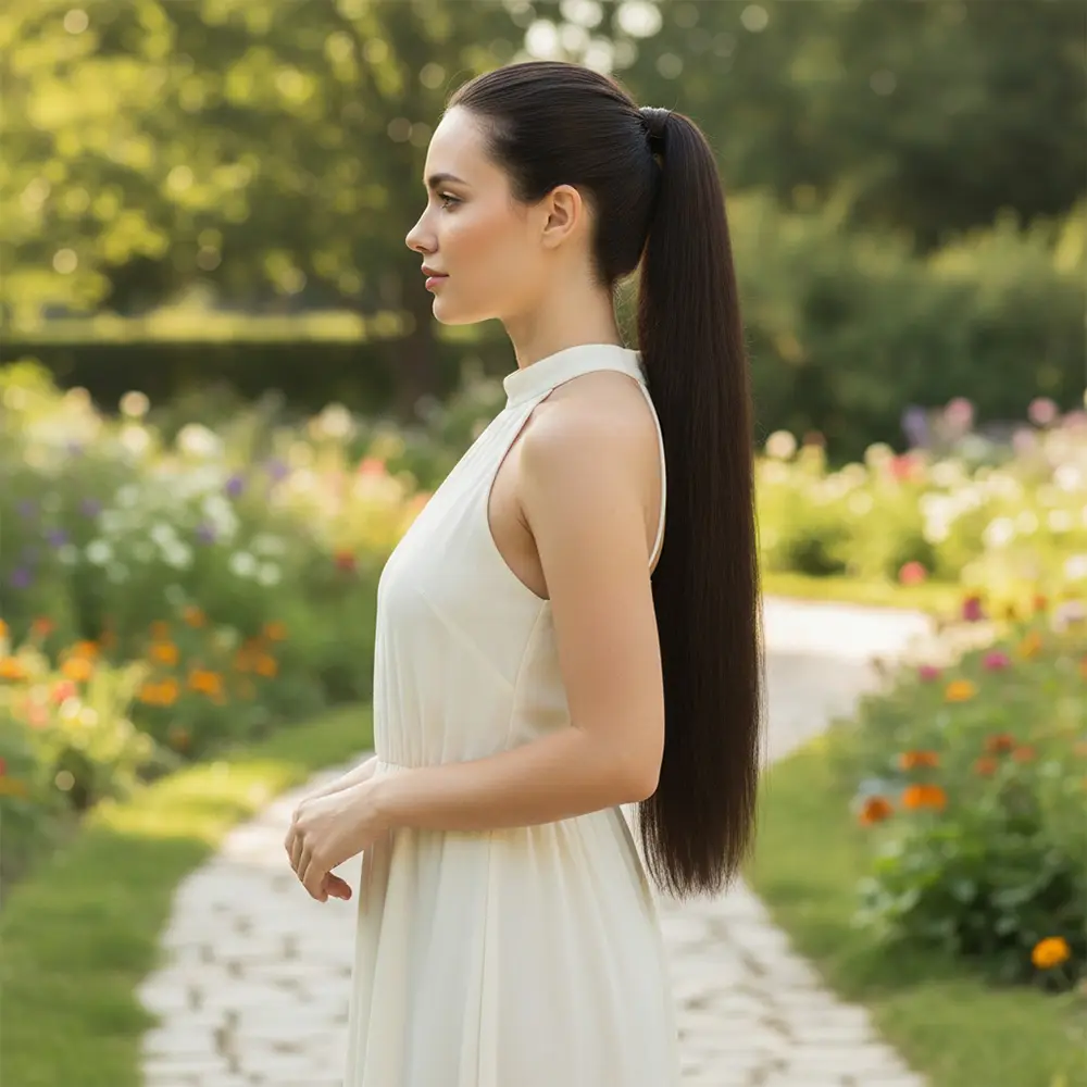 Lastik Tokalı At Kuyruğu Düz / Kızıl Kahve 2