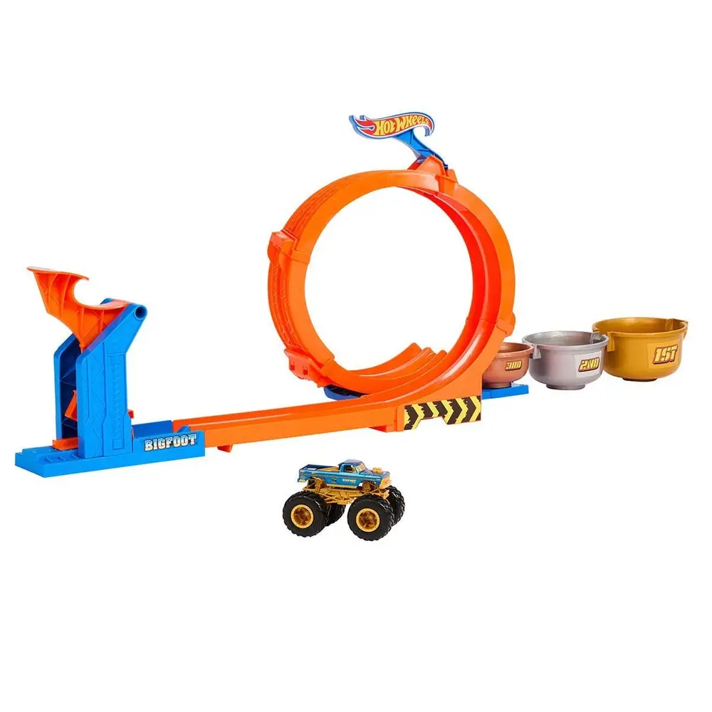 JBX64 Hot Wheels Trucks Döngü ve Takla Bigfoot Oyun Parkuru 4