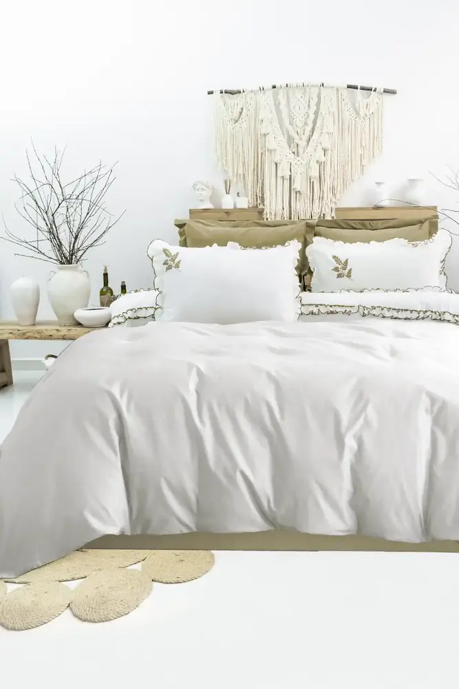 Şaheser Home Collection Nakışlı Çift Kişilik Nevresim Takımı Nova Haki