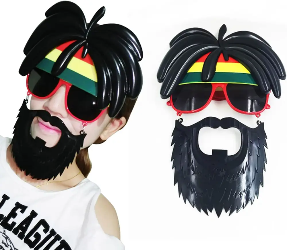 Rasta Peruklu Rasta Sakallı Bob  Bıyıklı Parti Gözlüğü 27x18 cm 2