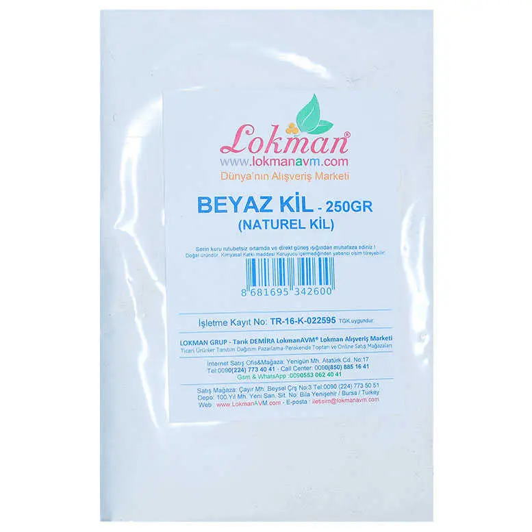 Beyaz Kil Öğütülmüş Doğal Saf Naturel 250 Gr Paket 3