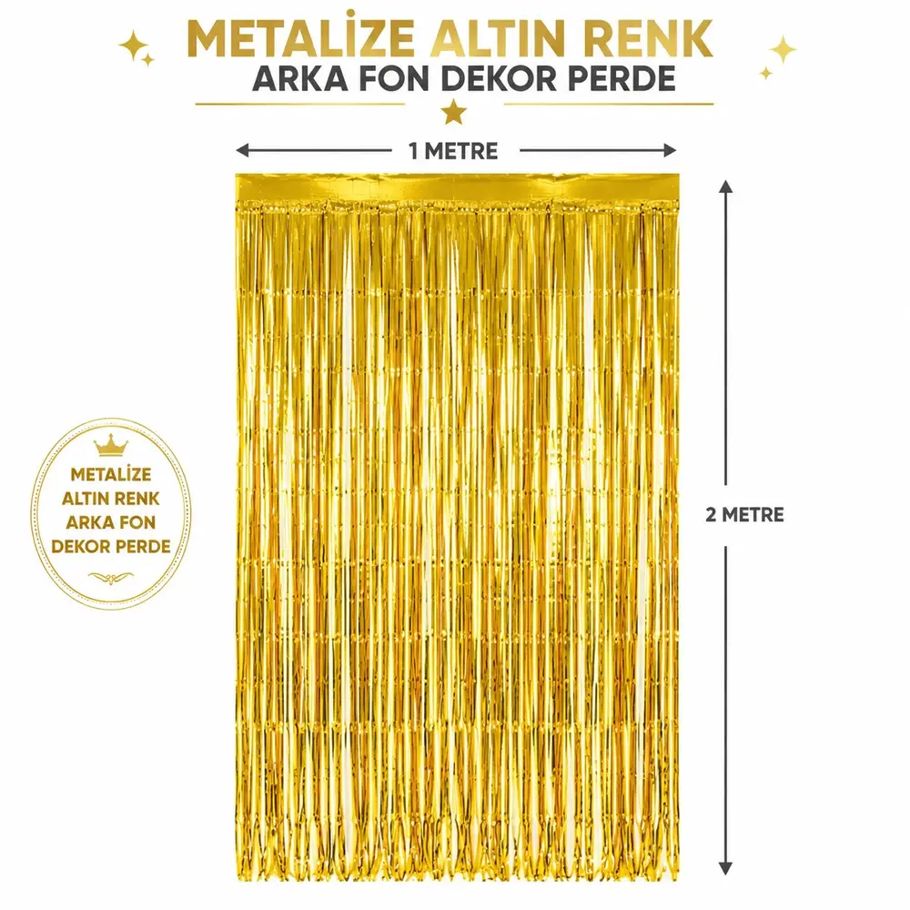 Gold Metalize Parti Perdesi 100x200 cm – Kapı ve Arka Fon Perdesi