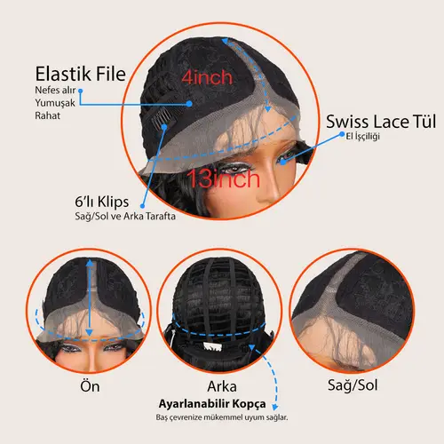 Afro Daa Koyu Bakır Fiber Sen T Tül Peruk