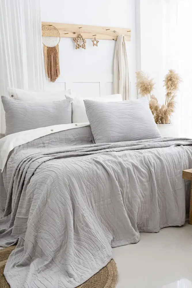 Şaheser Home Collection Yatak Örtüsü Çift Kişilik Janna A.Gri 2