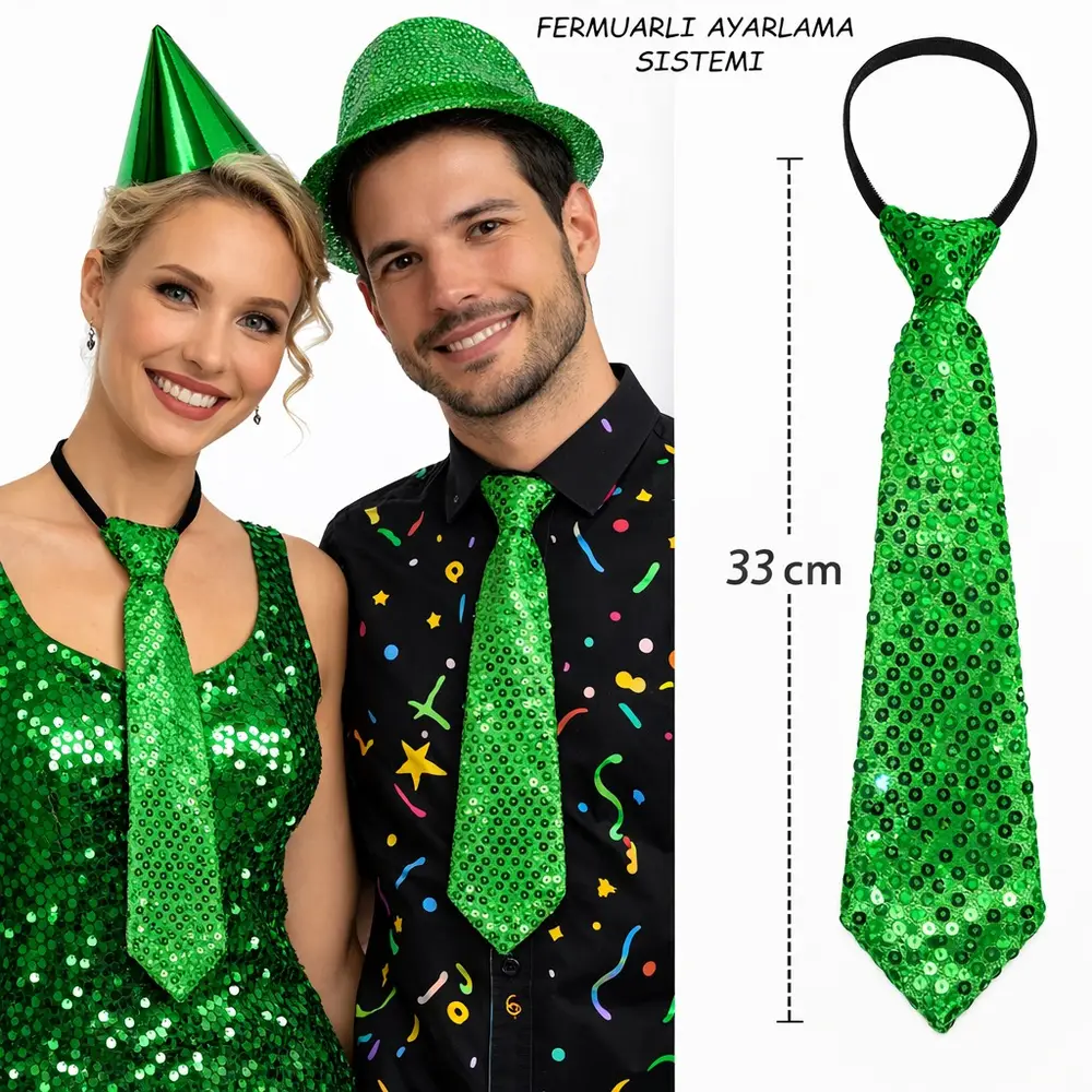 Yeşil Renk Pul Payetli Işıltılı Parti Kratı 33 cm