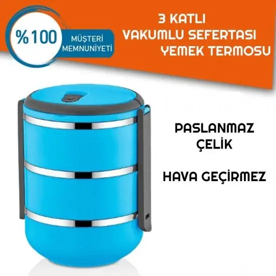 Sefer Tası Yemek Termosu Saklama Kabı Termosu 3lü - ÇELİK 2