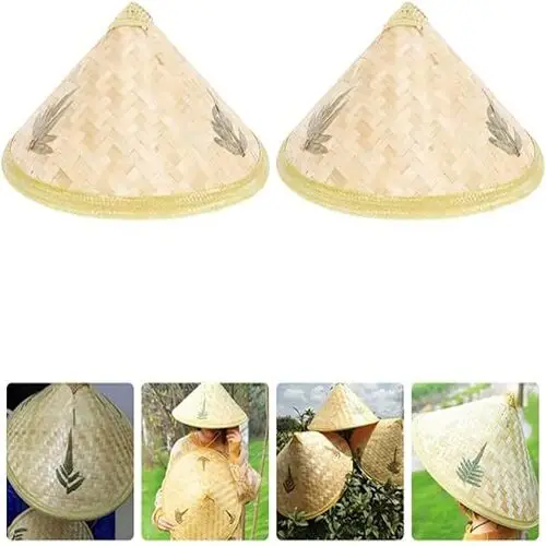 Naturel Renk Cambodia Kambyalı Vietnam Şapkası PVC Hasır 5