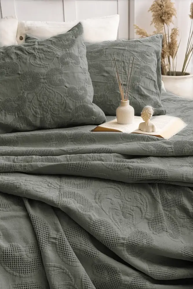 Şaheser Home Collection Yatak Örtüsü Çift Kişilik İt Yeşil 2