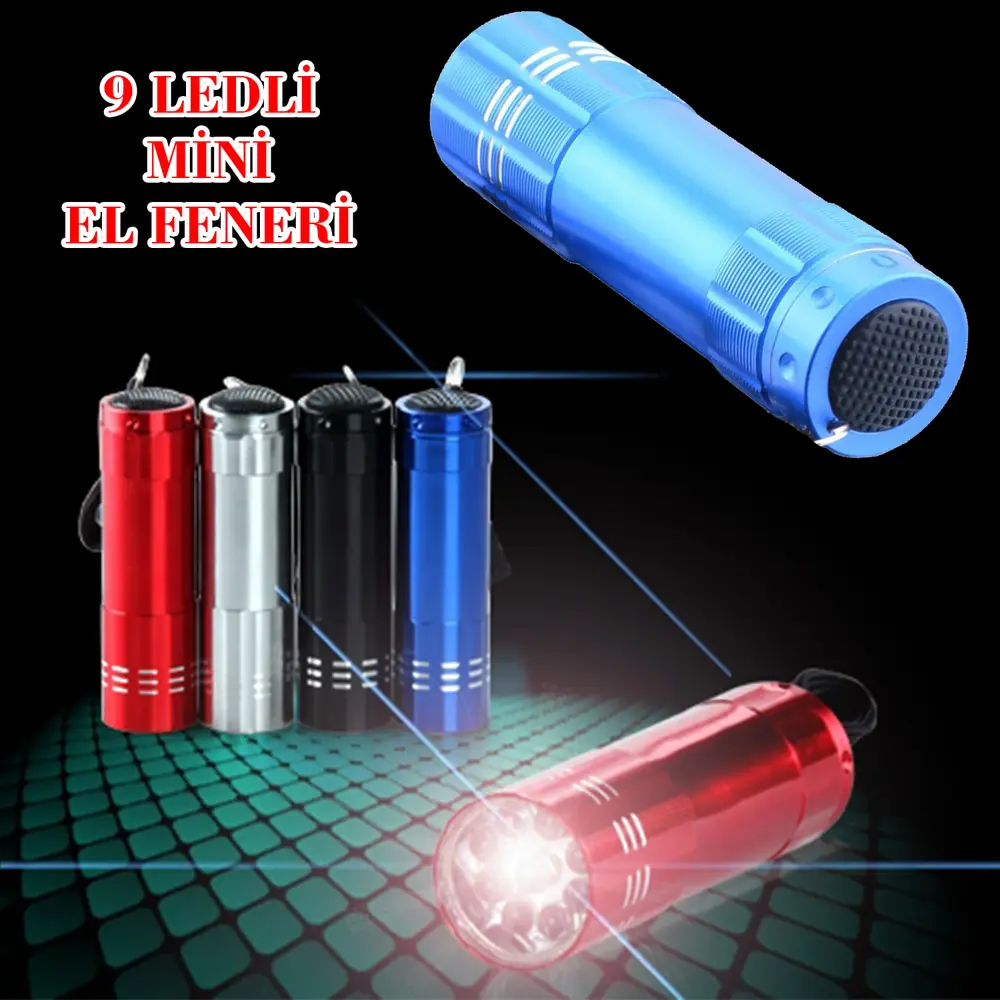 3 Adet 9 Ledli Metal Mini El Fener 4