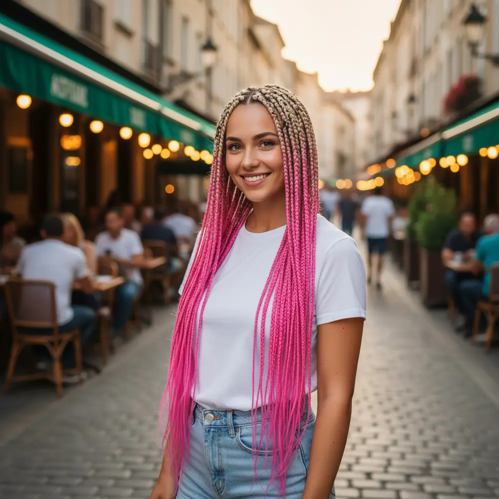Afrika Örgüsü Ve Rasta İçin Sen Ombreli  / Platin / Pembe 2