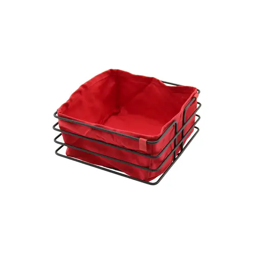 KARE SİYAETAL KIRMIZI BEZLİ EKMEK SEPETİ 20X21CM DERİNLİK 10.5CM