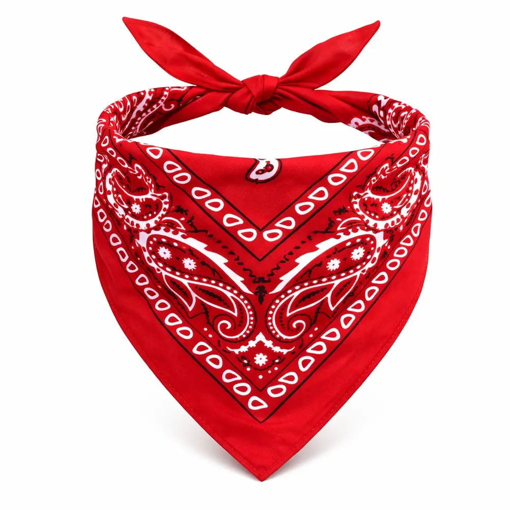 Kırmızı Kovboy Fuları Çuk Bandana Western Desenli Boyun Fuları