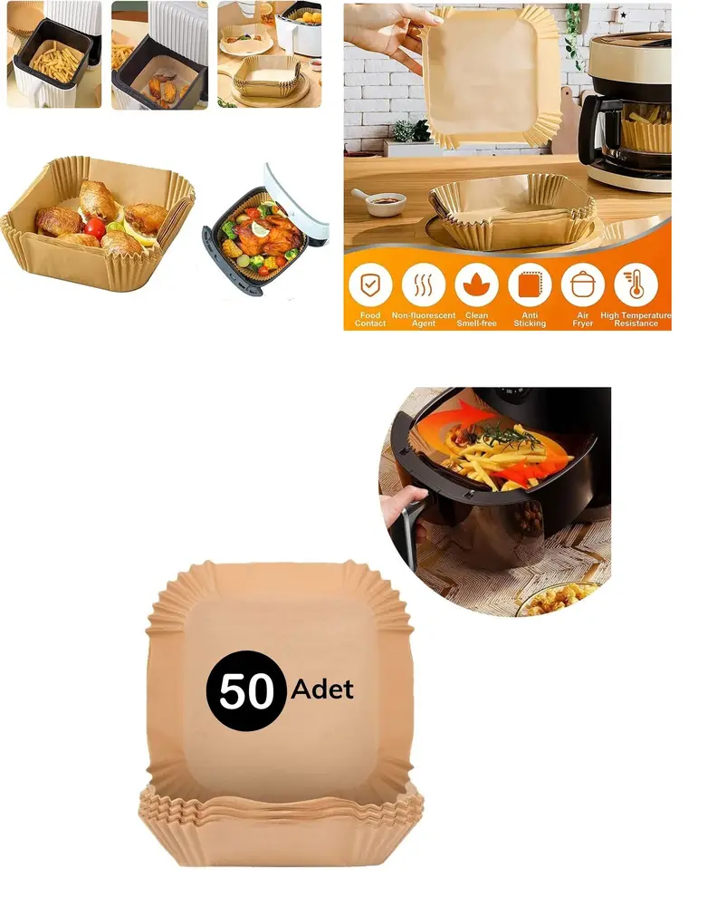Airfreyer Fritöz Kağıdı Kare XL / XXL 50li 2