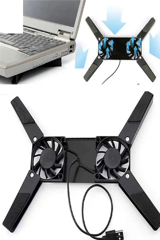 2 Fanlı Notebook Soğutucu Portatif Katlanabilir Laptop Soğutucu Fan Usbli Stand Biisayar Fanı 2