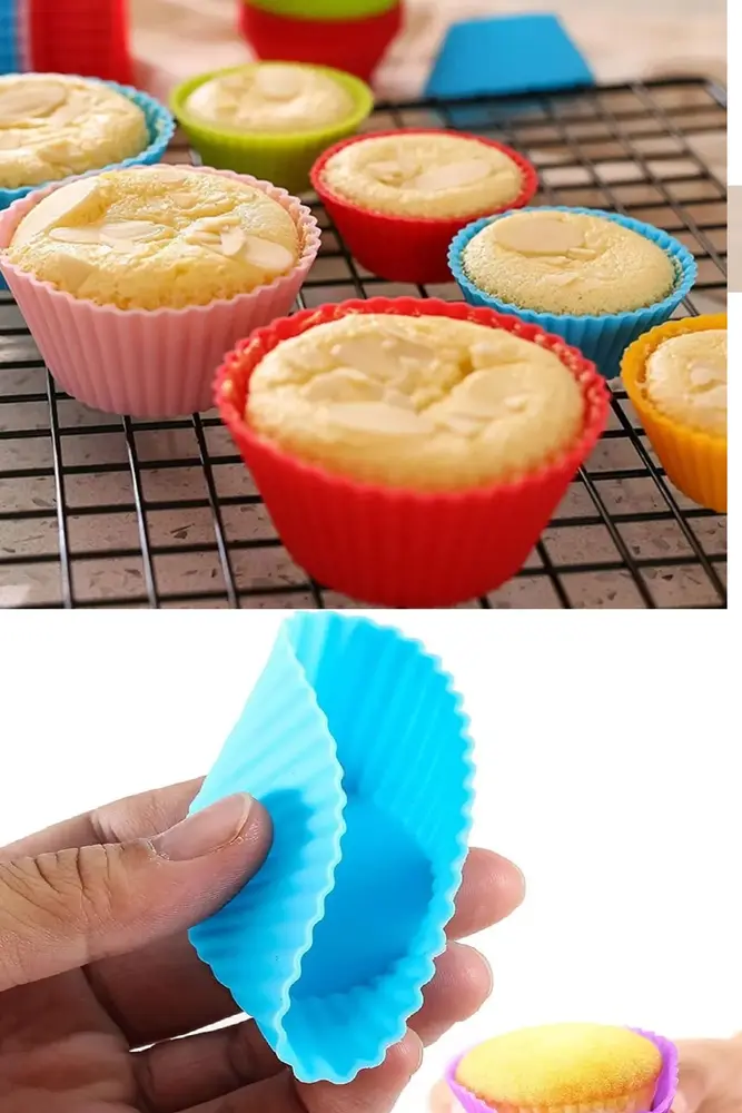 6 Adet Yıkanabilir Mini Tırtıklı Muffin Kalıbı- Ribanalı Kek-Cupcake- Renkli Hamur Işi Kabı 5