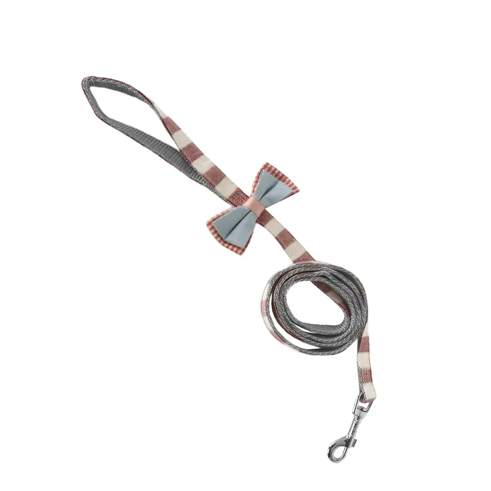 Köpek Göğüs Tasma Seti Ekose Desenli Papyonlu 1.5 cm*35-48 cm Kırmızı 7