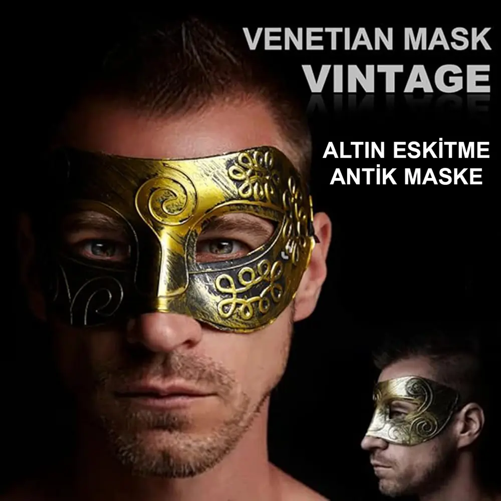Altın Eskitme Yüz Maskesi - Antik Tarz B Maskesi 3