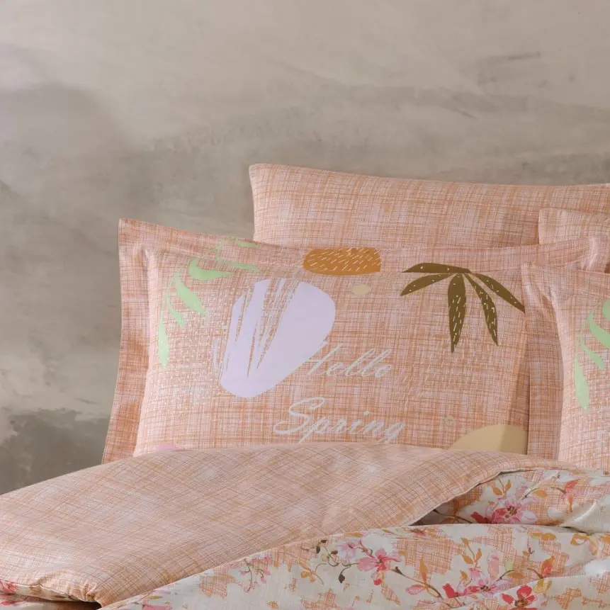 Çift Kişilik Poplin Nevresim Lily Somon 3