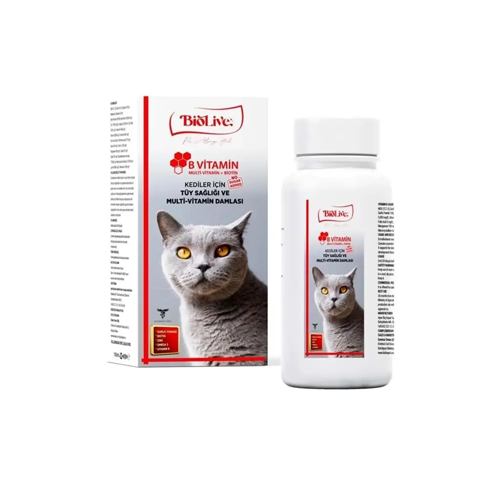 Biolive Kediler İçin B min+Multimin Tüy Sağlığı Likit min 100ml 3