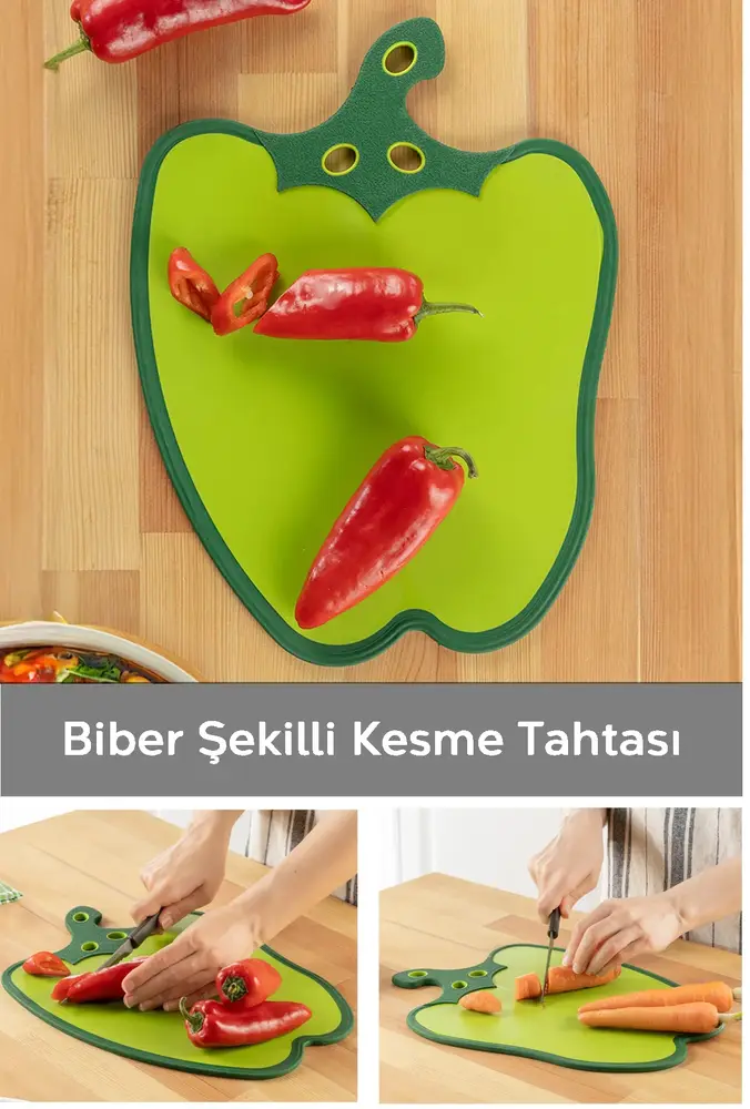 Dolma Biber Figürlü Kaydırmaz Kesme Tahtası Doğrama Panosu 3