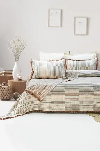 Şaheser Home Collection Yatak Örtüsü Çift Kişilik Müslin Lia Kiremit