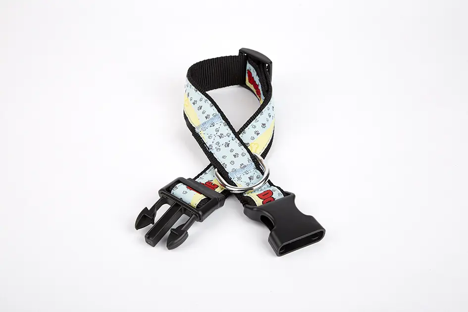 Pati Desenli Dokuma Köpek Boyun Tasması 3 cm x 36-60 cm Siyah