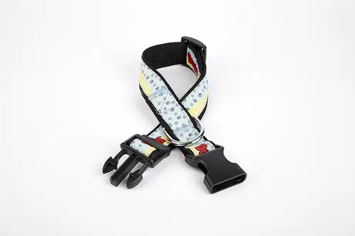Pati Desenli Dokuma Köpek Boyun Tasması 3 cm x 36-60 cm Siyah