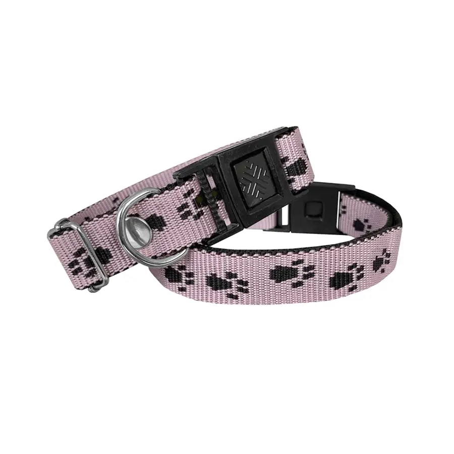 Köpek Tasması Patili Dokuma 2 cm - Min: 30 cm - Max: 50 cm Açık Pembe