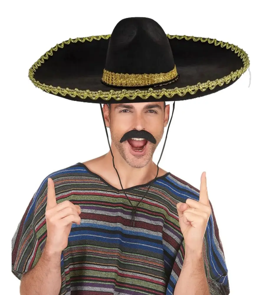 Sombrero Meksika Şapkası Mariachi Altın Şeritli Yetişkin Boy 4