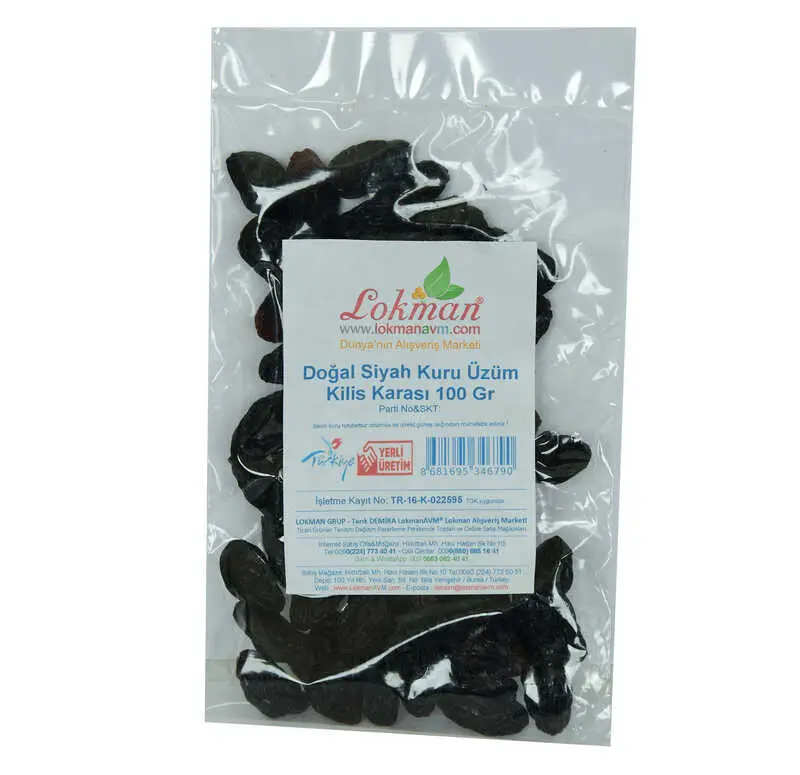 Kilis Karası Siyah Kuru Üzüm 100 Gr Paket 3