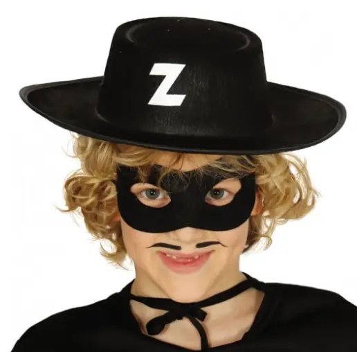 Z Logolu Zorro Şapkası ve Zorro Maskesi Çuk Boy