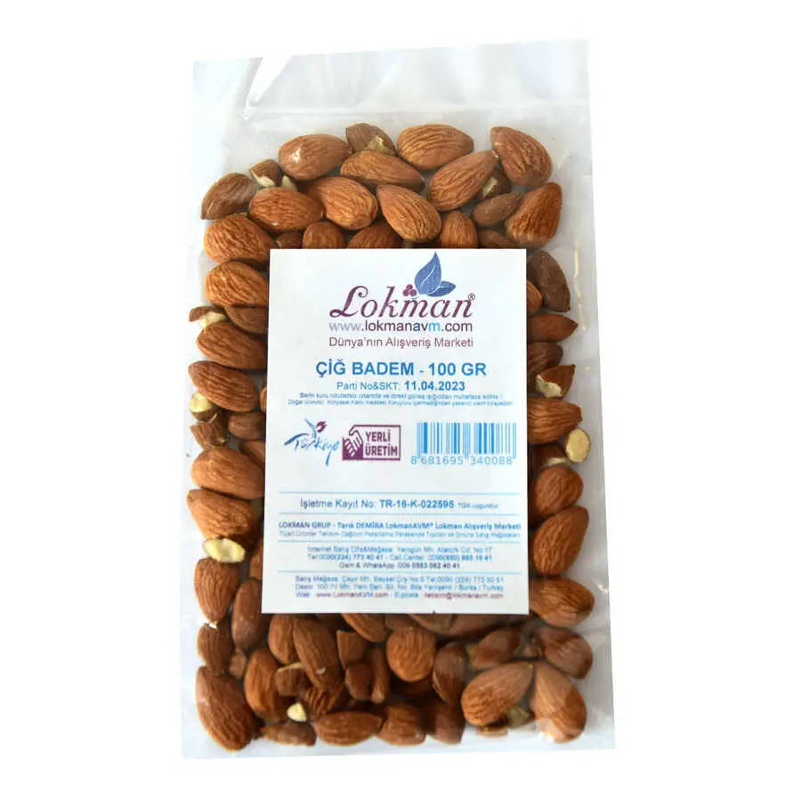 Doğal Çiğ Tatlı Badem 100 Gr Paket 3