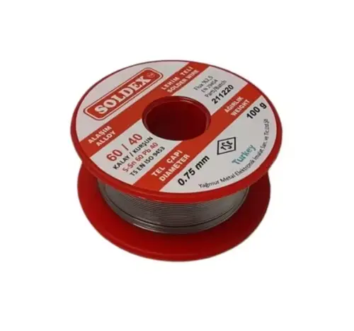Soldex 60/40 Lehim Teli 100 gr 0,75 mm (Sn:60 / Pb:40)
