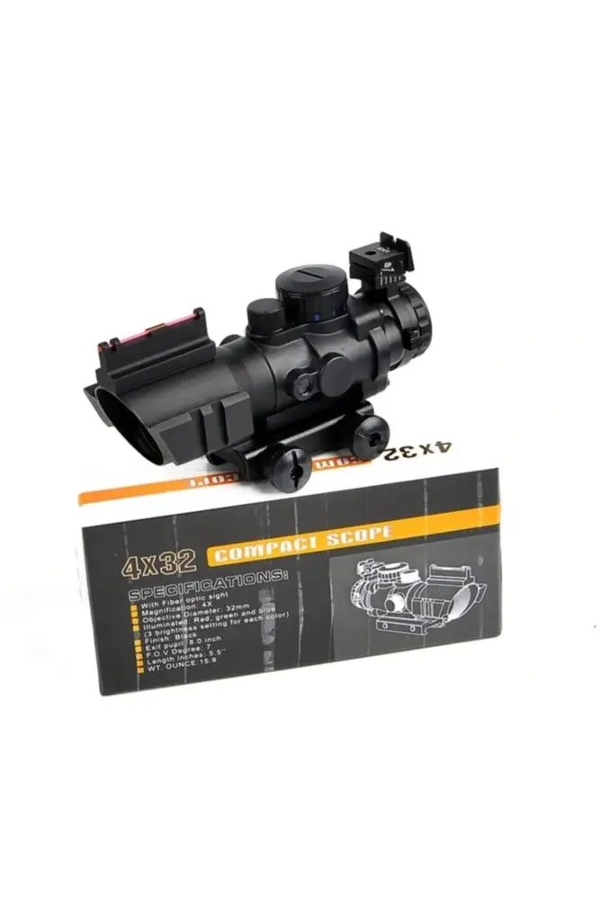 4X32 Kırmızı Işıklı Dürbünü 4x32 Nişangah