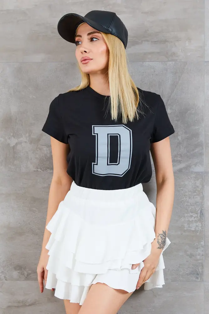 Kadın D Baskılı T-shirt 4