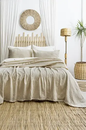 Şaheser Home Collection Yatak Örtüsü Çift Kişilik Silvia Bej