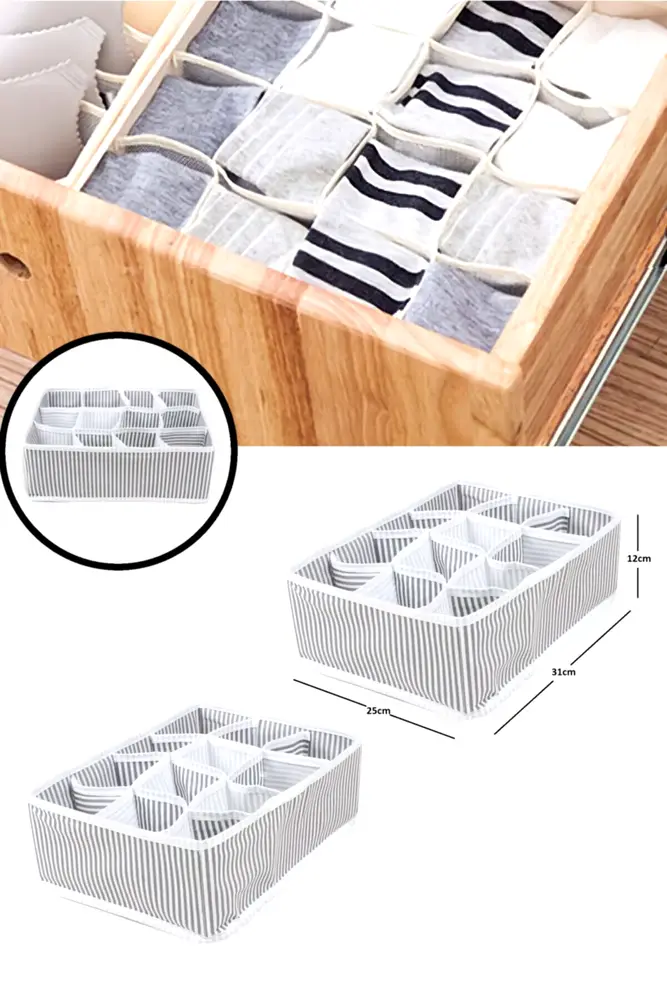 12 Bölmeli Pratik Bölmeli Çekmece Düzenleyici Organizer(İç Çamaşırı Krat Çorap Düzenleyici) 2