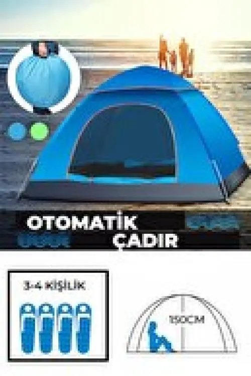 Otomatik Hada Açılan Su Geçirmez Çadır 4 Kişilik 2